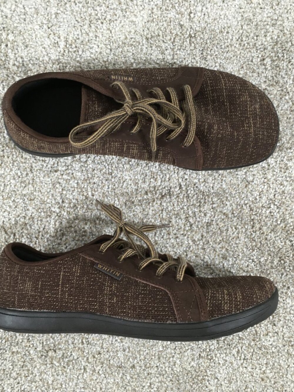 Whitin Lace Up Sneakers EUR 44 US Mens Size 11 Brown Knit Fabric Minimalist